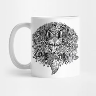 Black and white hiding Fox Mug